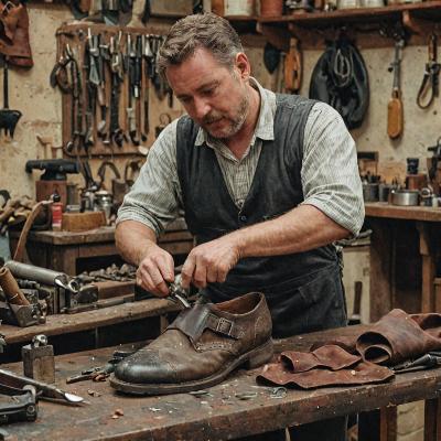 Traditional shoe repair workshop